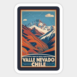 A Vintage Travel Art of Valle Nevado - Chile Sticker